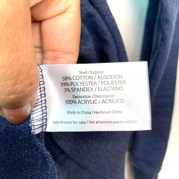 Wildfox Size Small Navy Blue GOOD VIBES Pullover Sweatshirt Loungewear - Picture 8 of 10